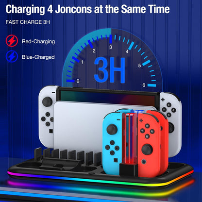 Rgb Light Charging Dock For Switch Oled - Compact-1922443390637707268