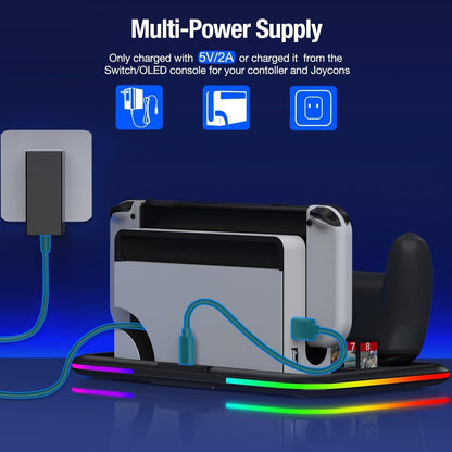 Rgb Light Charging Dock For Switch Oled - Compact-1922443390637707269