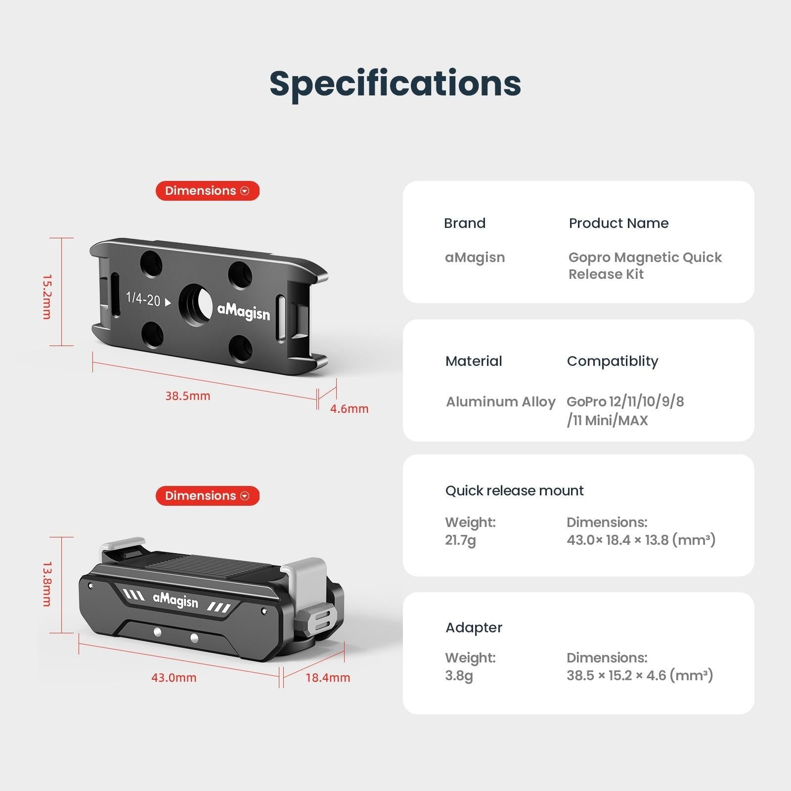 Magisn Magnetic Kit For Gopro Hero12 / 11 / 10 / 9 - Metal Absorption-1915198061840306179