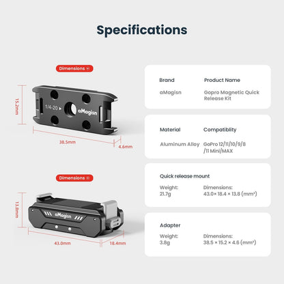 Magisn Magnetic Kit For Gopro Hero12 / 11 / 10 / 9 - Metal Absorption-1915198061840306179