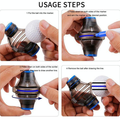360-Degree Rotatable Golf Ball Scriber With 2 Pens - Draw Five Lines-1964932186717163527
