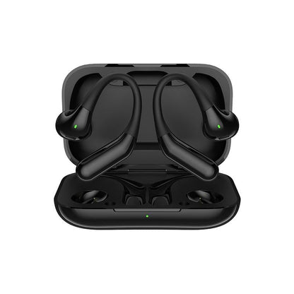 Wireless Half In-Ear Sports Earphones - Black-1915196694010662921