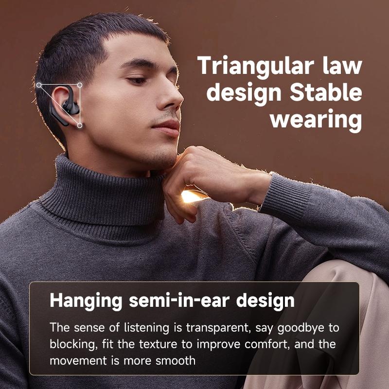 Wireless Half In-Ear Sports Earphones - Black-1915196694010662919