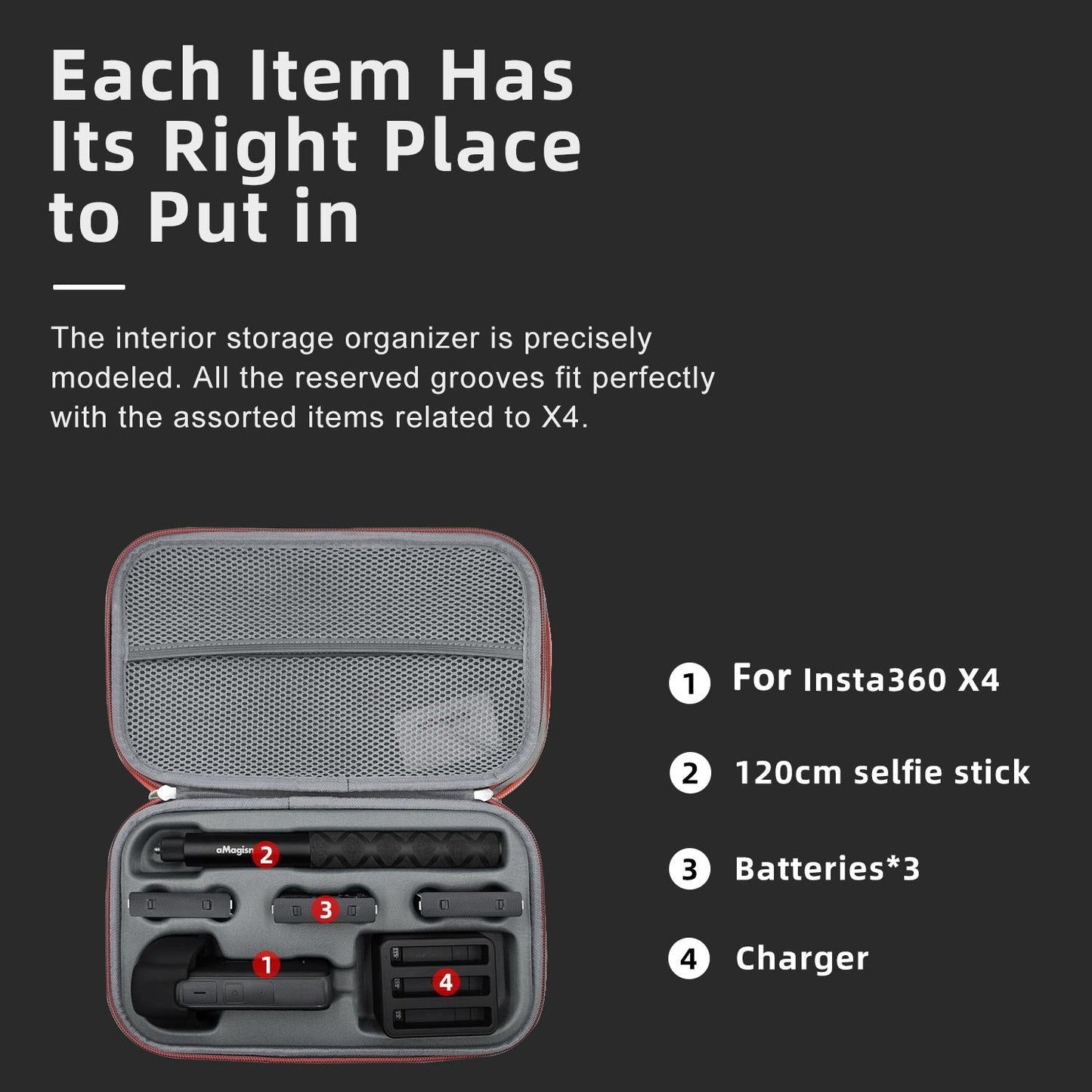 Amagisn Storage Bag For Insta360 X4 - Protective Clutch Case-1922443450435899396