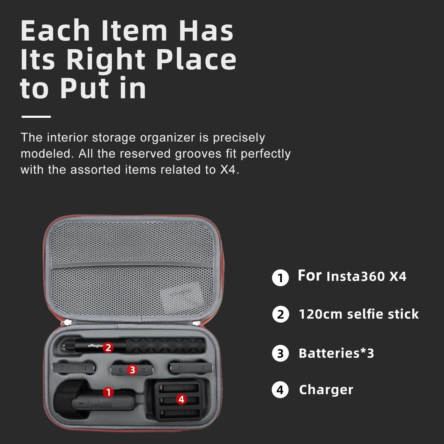 Amagisn Storage Bag For Insta360 X4 - Protective Clutch Case-1922443450435899396