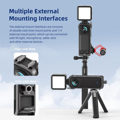 Amagisn Metal Protective Housing For Insta360 X4 With 2 Claws And Rabbit Cage-1915197938431299592