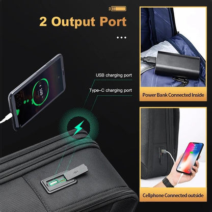 Waterproof Laptop Backpack With Usb & Type-C Port - Large Capacity Black-1915196909652414473