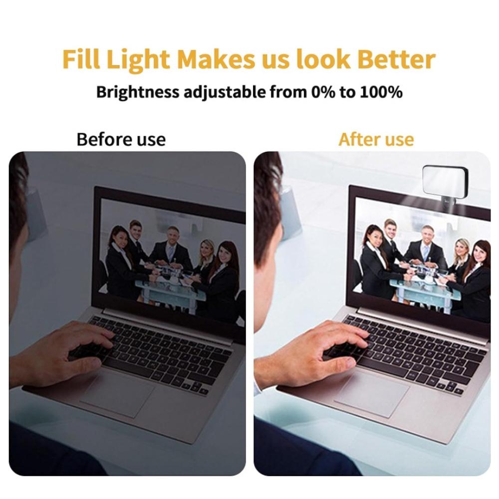 Rechargeable Selfie Light For Phone Laptop Tablet - Black-1943465051562315780