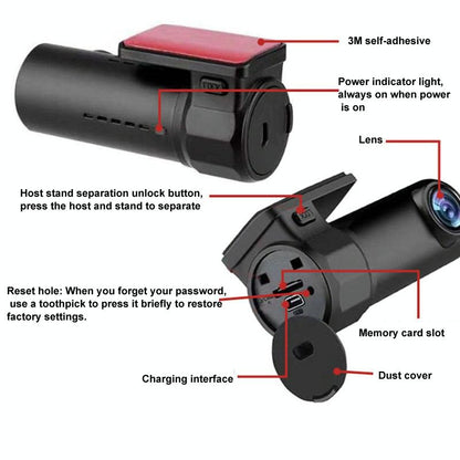 1080P Wifi Dash Cam With 170 Degree Wide Angle Lens - Hidden Car Recorder Black-1915196965168222215