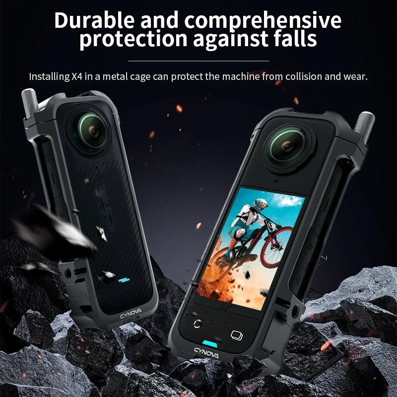 Metal Rabbit Cage & Lens Cover Set For Insta360 X4 - Black-1922443473110306822