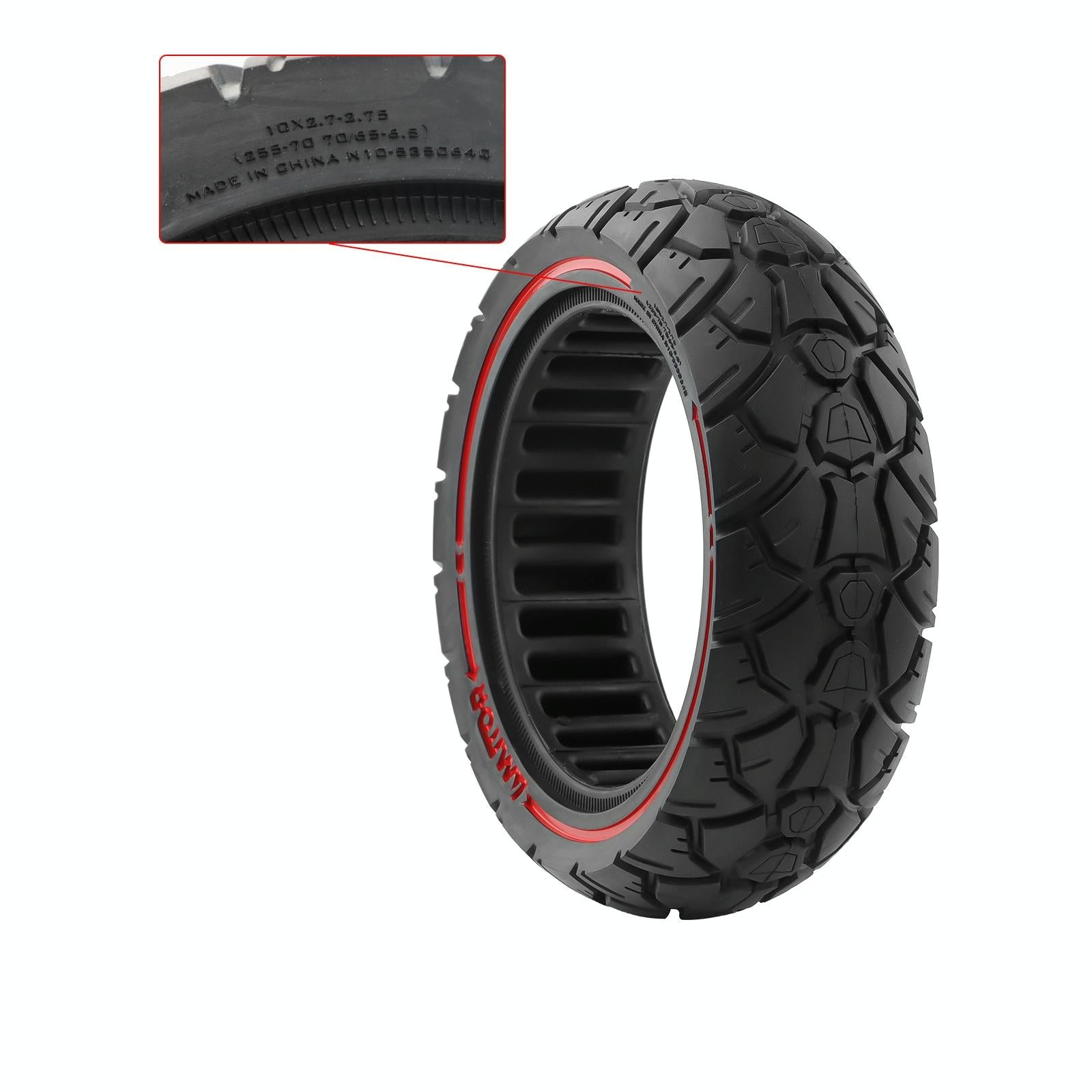 Universal Off-Road Scooter Tire - 10 X 2.7-2.75 53.5 255-70 Or 70 / 65-6.5 - Red Line-1964932203016228867