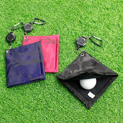 Easy Draw Golf Ball Wipe Cloth - Retractable String - Blue-1915196822012432389