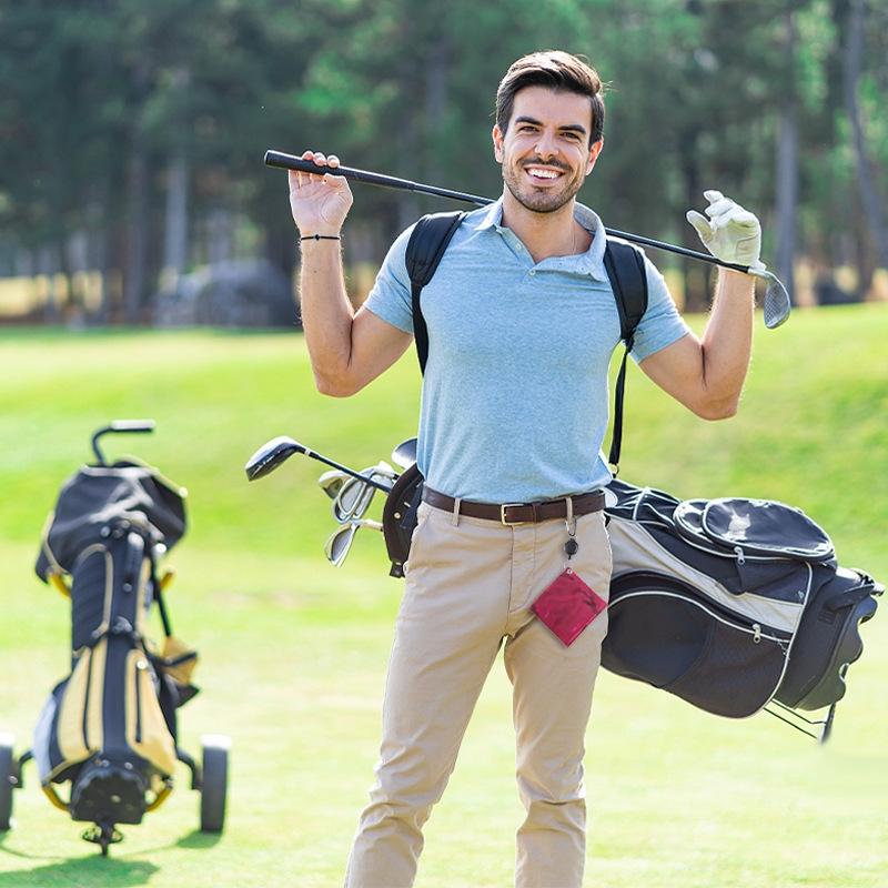 Easy Draw Golf Ball Wipe Cloth - Retractable String - Blue-1915196822012432391