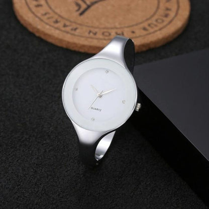 Minimalist Alloy Quartz Watch For Women - White Strap-1915196533326876674