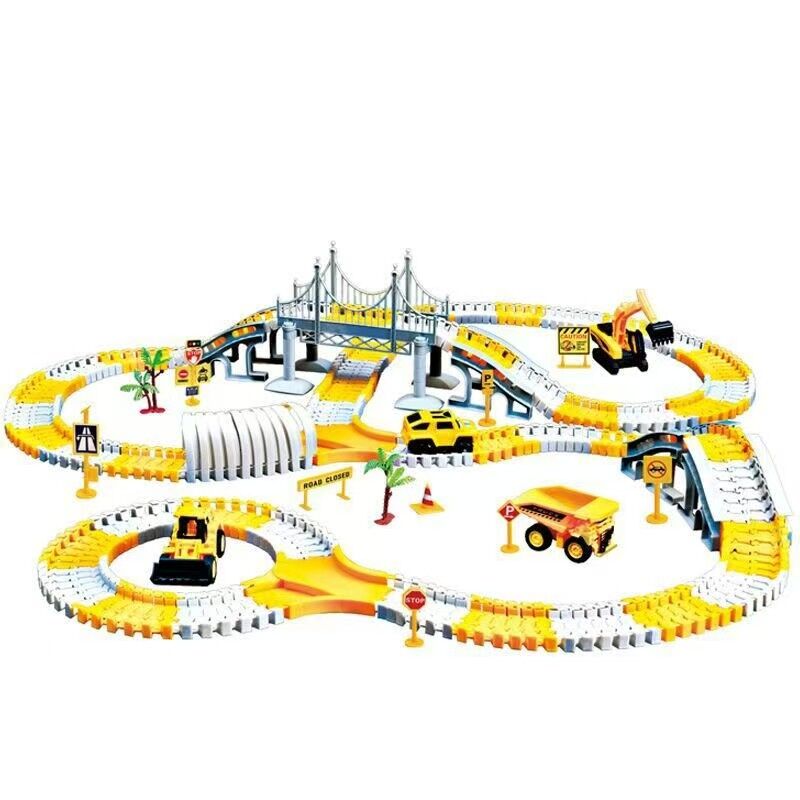 343‑Piece STEM Track‑Building Set – Construction Vehicles and Racing Course Engineering Toy