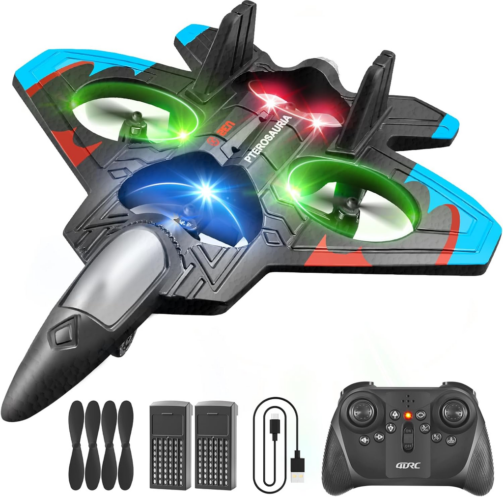 Global Hit K500Max Toy RC Drone - Hand Launch / One-Key Takeoff, 360° Stunt Flips. Equipped with a multi-function remote controller for easy control, featuring headless mode, stable hovering, adjustable speed settings, and cool colorful LED lights. Delive