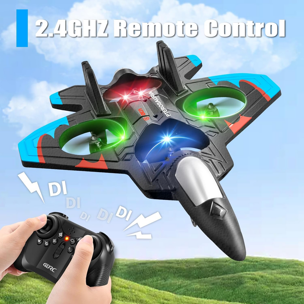 Global Hit K500Max Toy RC Drone - Hand Launch / One-Key Takeoff, 360° Stunt Flips. Equipped with a multi-function remote controller for easy control, featuring headless mode, stable hovering, adjustable speed settings, and cool colorful LED lights. Delive