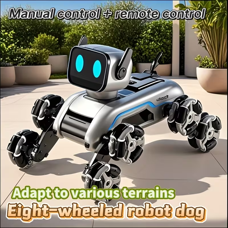 Eight-Wheeled Robotic Dog: Flexible Limbs, Adapts to Various Terrains. Indoor & Outdoor Fun Toy (No Feeding Required), A New Robotic Companion, Perfect for Birthday/Christmas Gifts – An Ideal Festive Present.