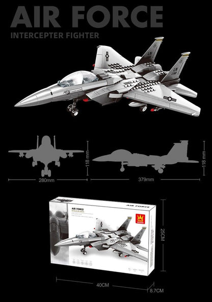 Christmas gift F-15 Eagle Fighter Jet Building Blocks Set, 223 Pieces Military Aircraft Model Kit for Kids & Enthusiasts（F15 fighter）
