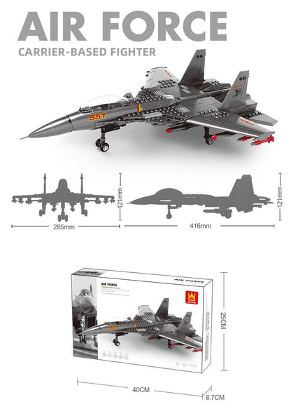 Christmas gift J-15 Carrier-Based Fighter Jet Building Blocks Set, 272 Pieces Military Aircraft Model Kit for Kids Aged 6+ & Enthusiasts（J15 carrier aircraft）