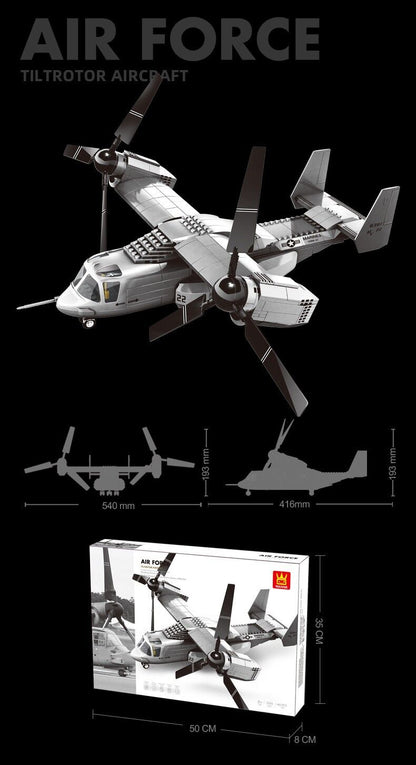 Christmas gift US Osprey Tiltrotor Aircraft Building Blocks Set, 460 Pieces Military Transport Model Kit for Kids Aged 6+ & Enthusiasts（Osprey tiltrotor aircraft）