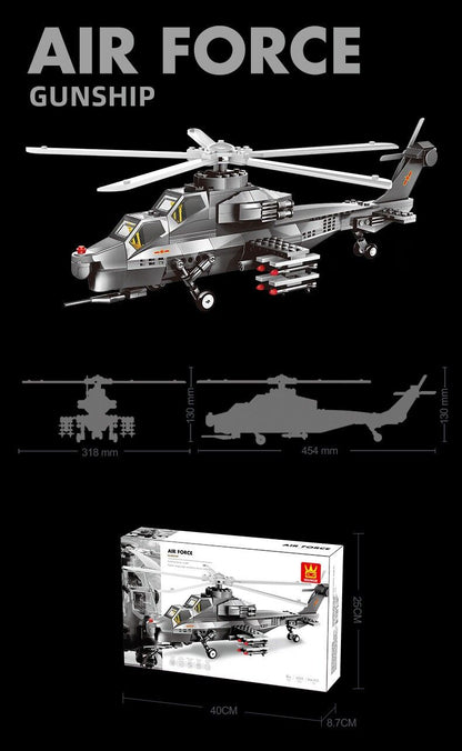 Christmas gift WZ-10 Attack Helicopter Building Blocks Set, 264 Pieces Military Model Kit for Kids Aged 6+ & Enthusiasts（WZ10 helicopter gunship）