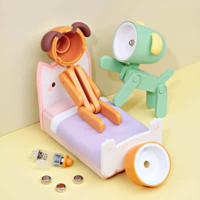 Bendable Animal Night Light 3-Pack – Mini LED Desk Lamp with Warm White Glow | Choose Your Color | Posable Joints for Kids, Students, Bedside & Gifts（brown）