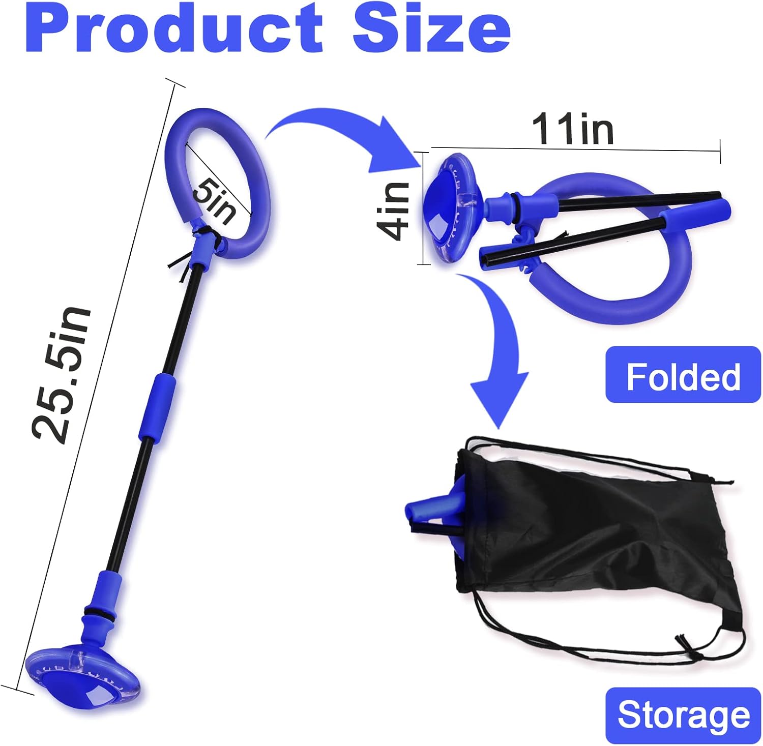 Skip Ball for Kids, Portable Foldable Colorful Flash Wheel Swing Ball Sports Fitness Toys for Girls & Boys, Toy for Kids & Adults. Gifts for Mom Women & Girls Toys Age 5-10 Years (Blue)