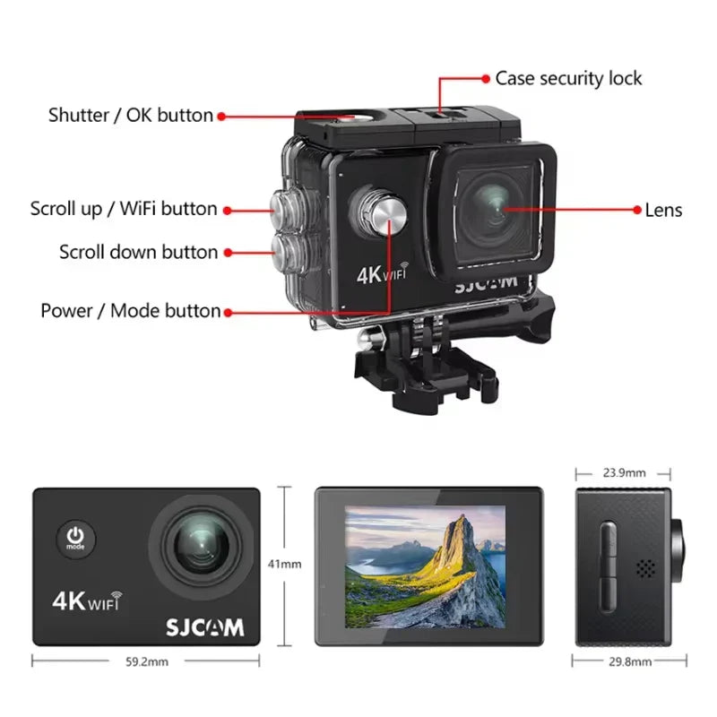 4K Action Camera 30M Waterproof Sports Cam Balck