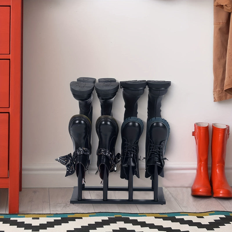 Black Metal Shoe Rack Organizer Entryway - Multi-Tier Storage