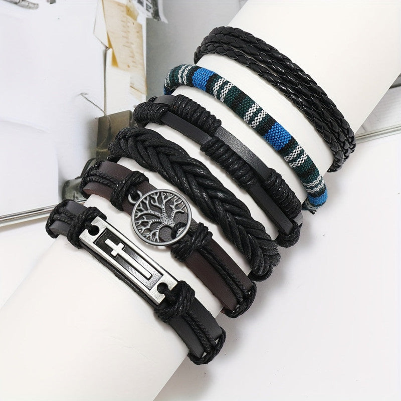 Men's Vintage PU Leather Bracelet Set - 36-Piece Multi-Style Collection - Bens Market Place