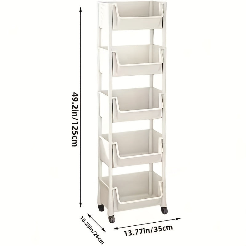 5-Tier Mobile Bookshelf Cart - Rolling Storage Organizer for Office & Home - Bens Market Place