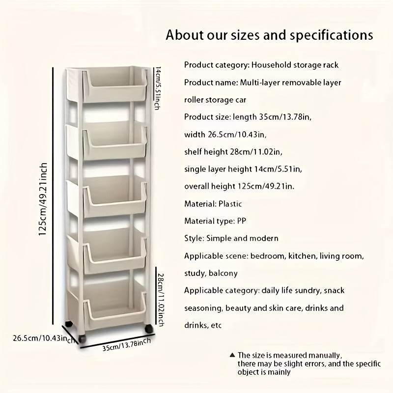 5-Tier Mobile Bookshelf Cart - Rolling Storage Organizer for Office & Home - Bens Market Place