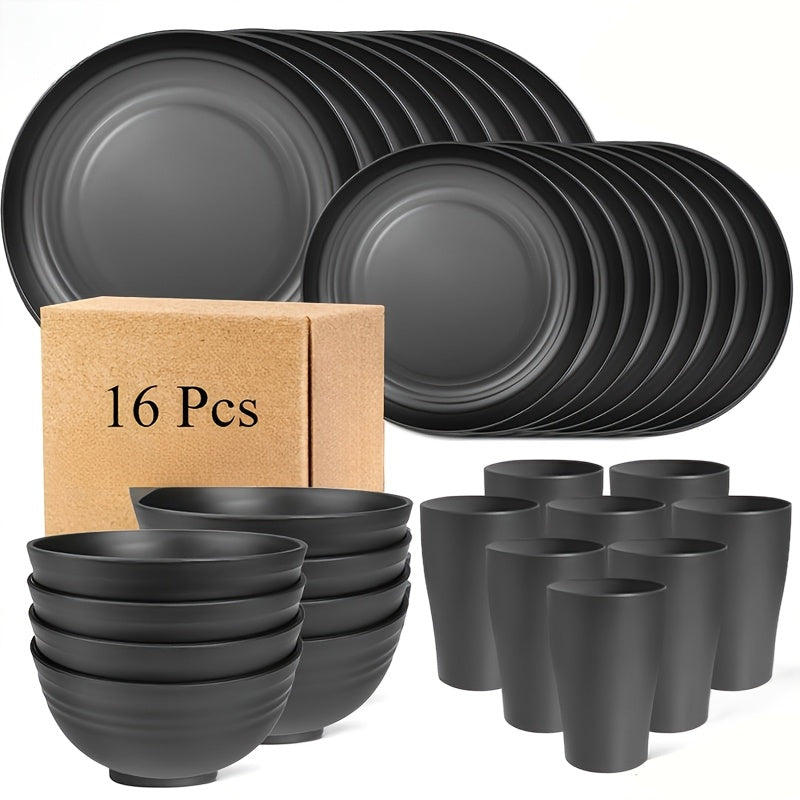 Shatterproof Tableware Set for Camping & Home - 16-Piece Reusable Dinnerware - Bens Market Place