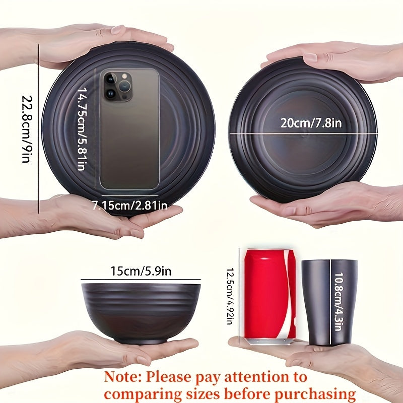 Shatterproof Tableware Set for Camping & Home - 16-Piece Reusable Dinnerware - Bens Market Place
