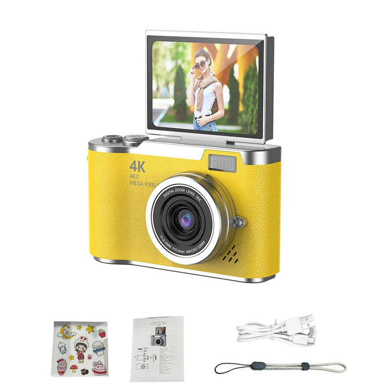 UHD Digital Camera 48MP - 16x Zoom Compact Camera with 2.4" Screen (Yellow) - Bens Market Place