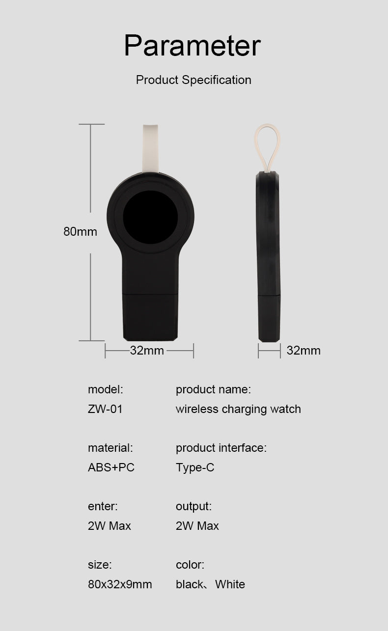 Portable watch wireless charger