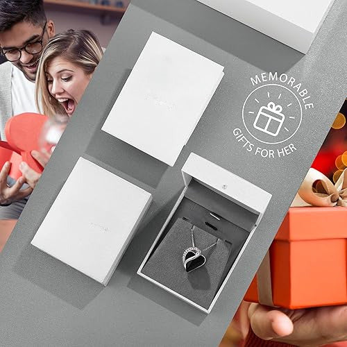 Infinity Love Heart Necklace, Birthstone Necklace for Women, Jewelry for Women with Healing Crystals, Allergy Free Pendant Necklace-13b-Protection-Jet Black