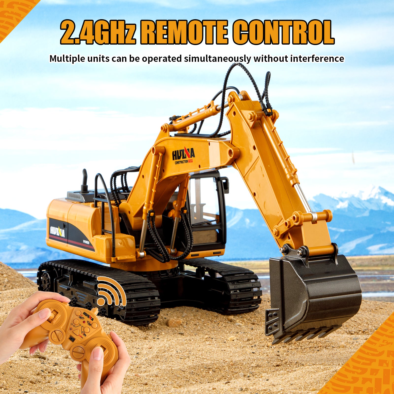 HUINA 1/14 RC Electric Excavator 1535 Remote Control Digger 15CH 2.4G Radio Finished Toy Model Battery Sound Light Effects Hobby Grade Model for Ages 14+