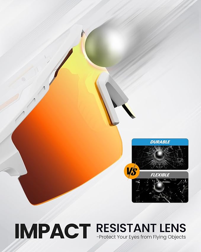 Outdoor Master Hawk II Polarized Sports Sunglasses – UV400 Protection, TR90 Frame (White+ Revo Blue, Cat.3)