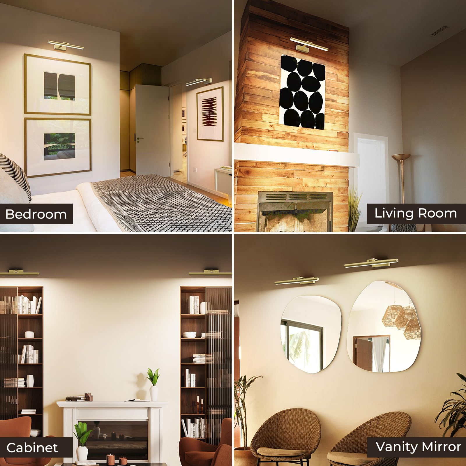 Wireless Picture Lights for Wall, Battery Operated Wall Light for Painting Rechargeable CCT Rotatable Art Gallery Light with Remote Dimmable Timer for Artwork Frame Display Dartboard (Gold, 16inch)