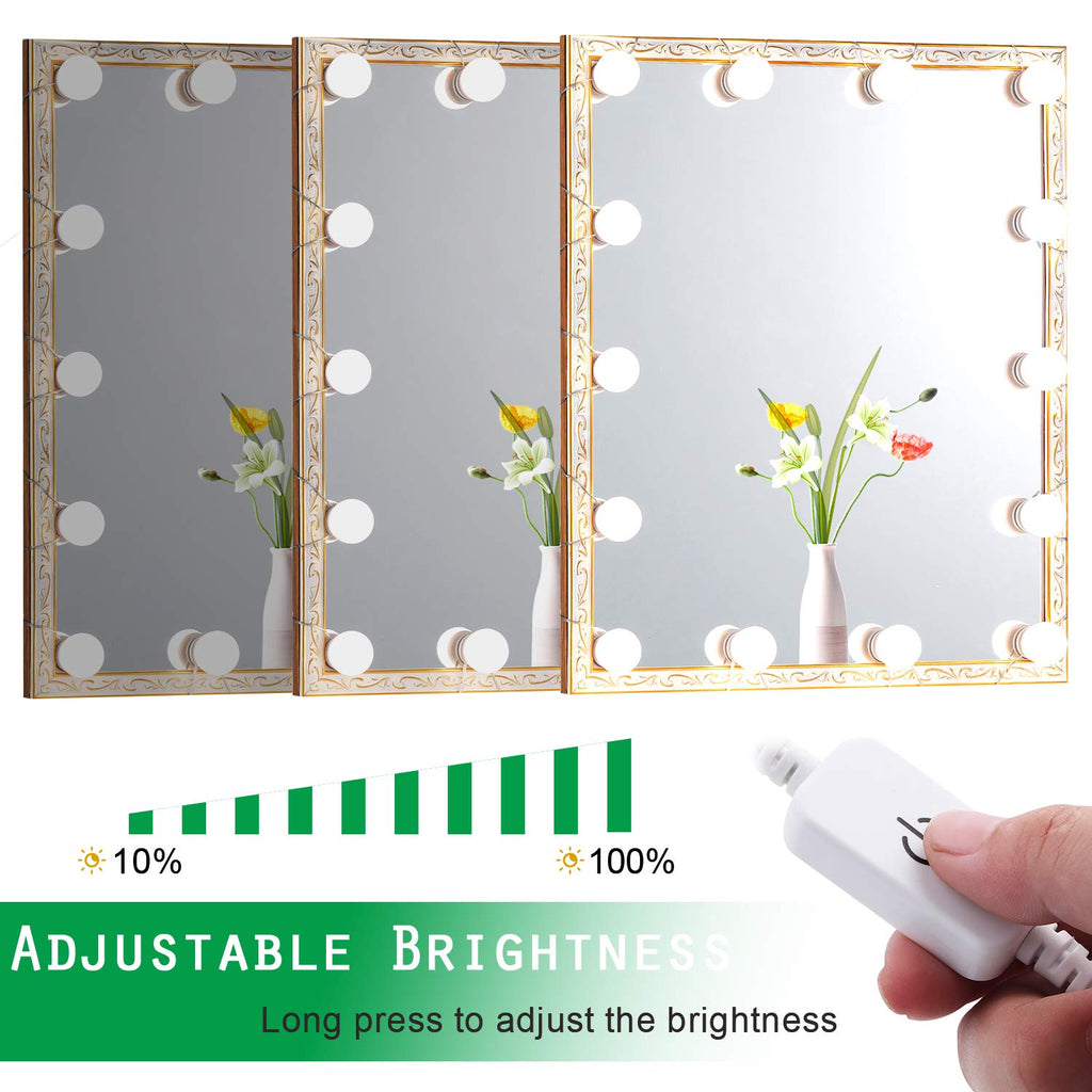 Hollywood LED Vanity Mirror Lights Kit, Dimmable Stick on USB Vanity Lights,Makeup Light Strip for for Bedroom, Dressing Room, Wedding, Party illuminating, CRI>90 (4000K Natural White 14 Bulbs 5V USB)