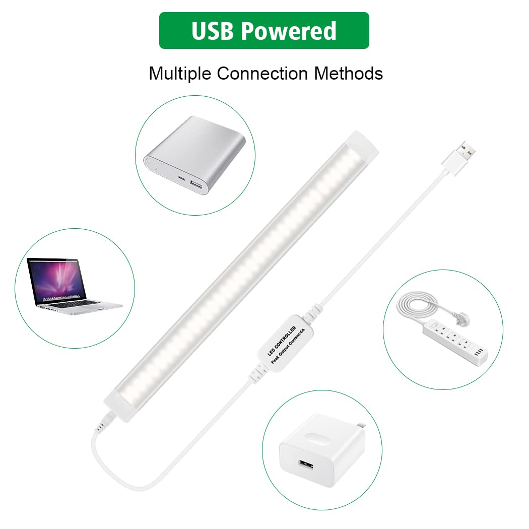 Led Under Cupboard Kitchen Lights, Dimmable Bar Cupboard Lights with Remote Control for Wardrobe,Cupboards, Closets, Display Cabinets（Natural White,2 Pack）