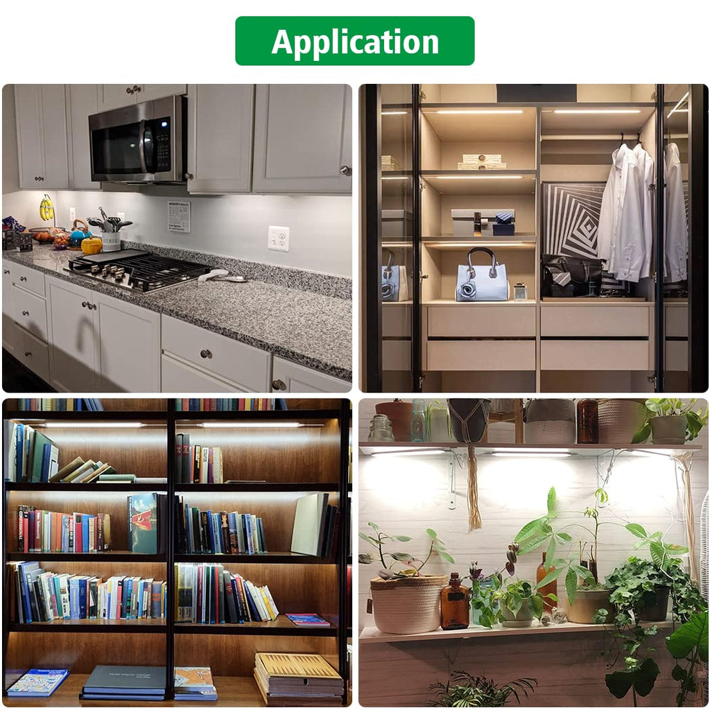 Led Under Cupboard Kitchen Lights, Dimmable Bar Cupboard Lights with Remote Control for Wardrobe,Cupboards, Closets, Display Cabinets（Natural White,2 Pack）