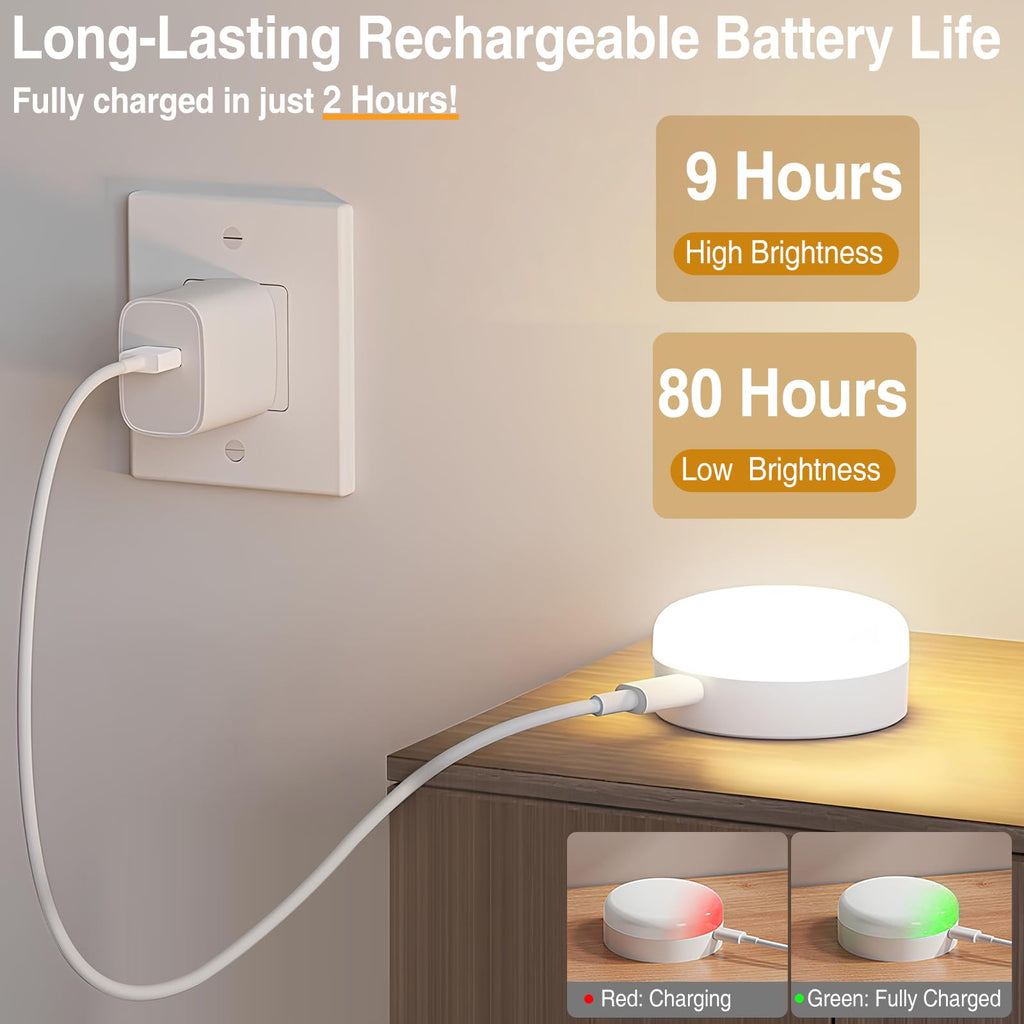 Puck Lights with Remote Control, 4-Pack Wireless Stick On Lights for Under Cabinet, Closet, Bedroom, Staircase & Bookshelf, 3000mAh Battery Operated Color Changing Lighting (RGB&CCT)