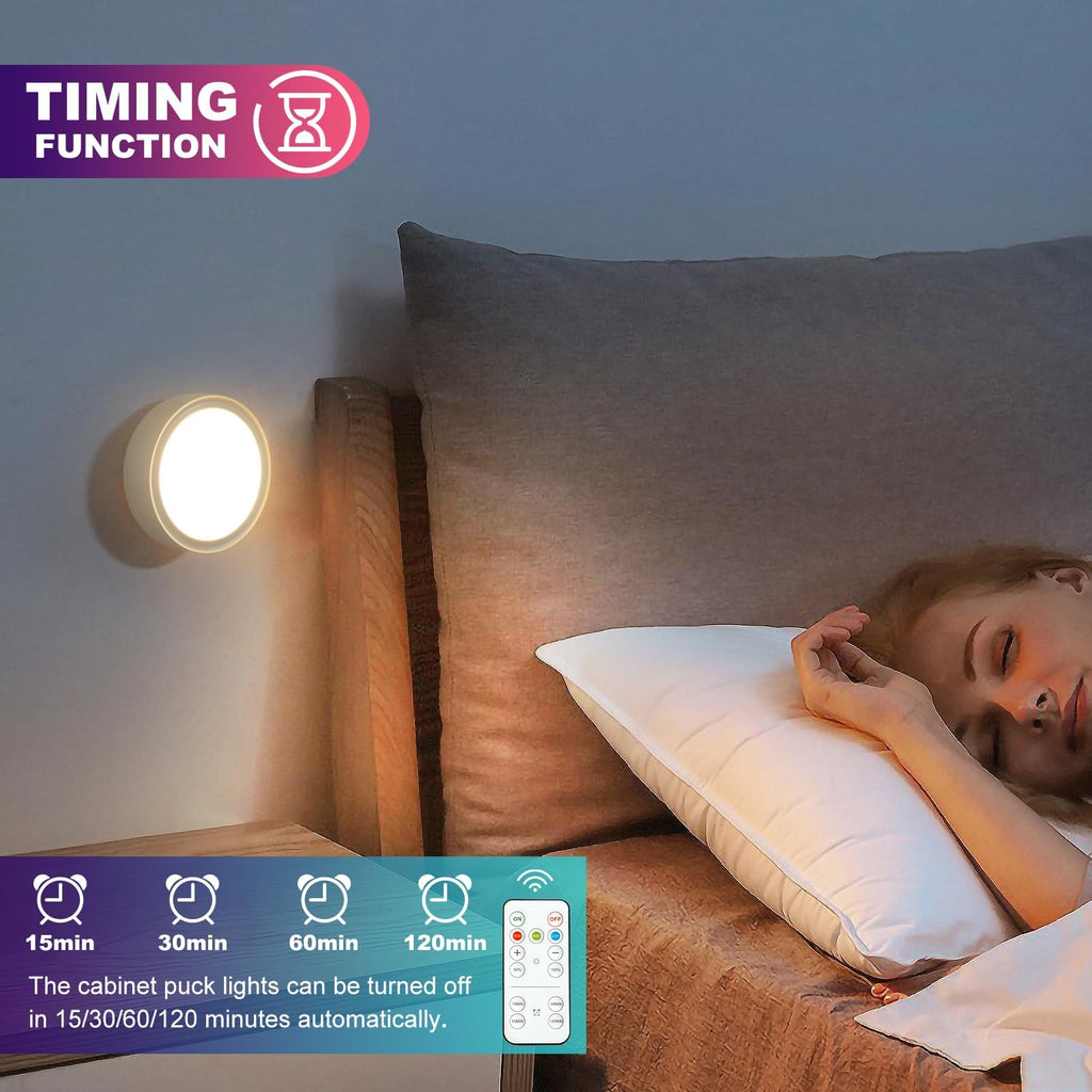 Pack of 6 Under-Unit Lights Kitchen LED Cabinet Lighting Wireless with Remote Control Cabinet Lighting Rechargeable Battery Dimmable Under Cabinet Light for Showcases, Wine Cabinet