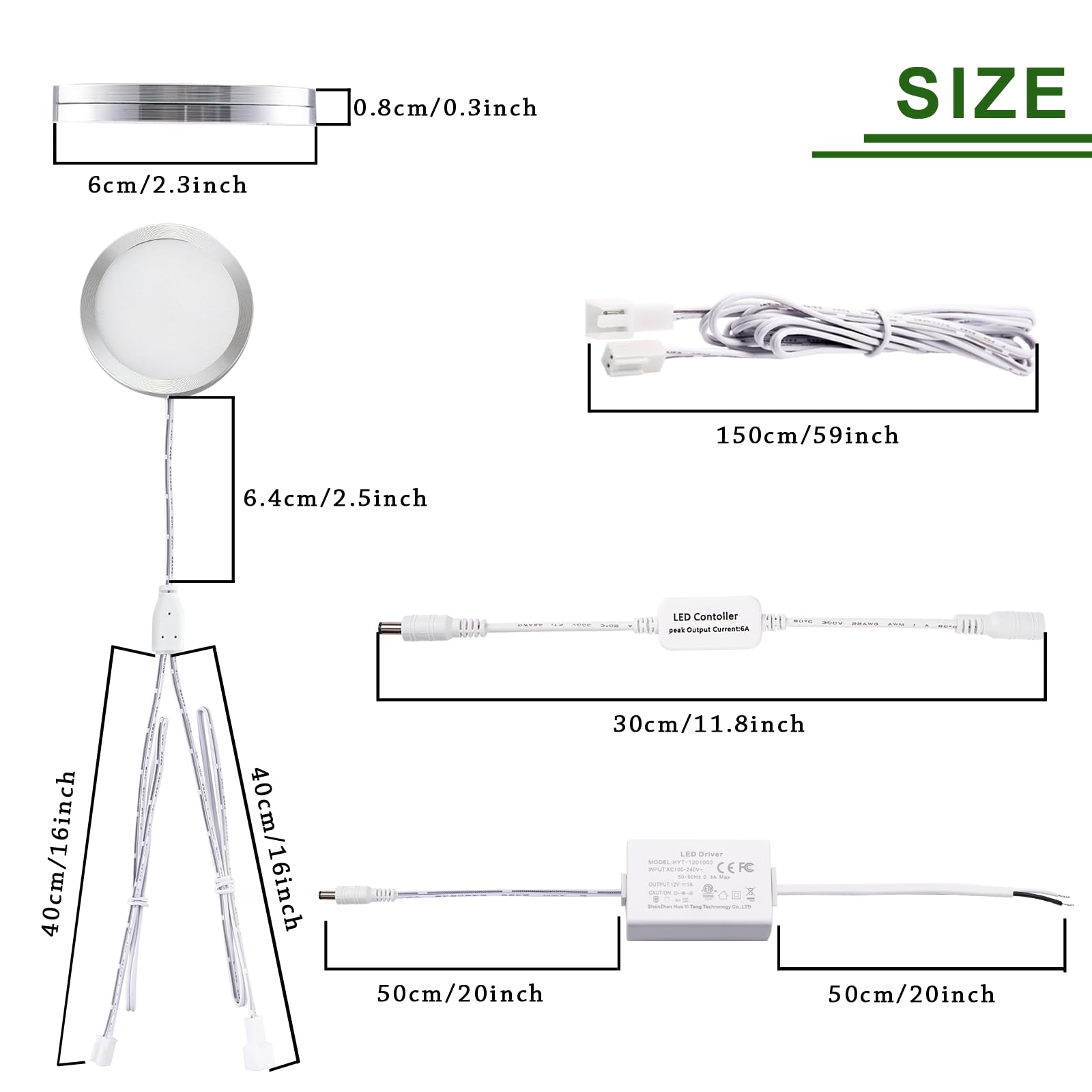 Linkable Under Cabinet LED Lighting 12V Dimmable Puck Lights Hardwired with Wireless RF Remote Control for Kitchen Mood Lighting(4 Lights, Warm White)