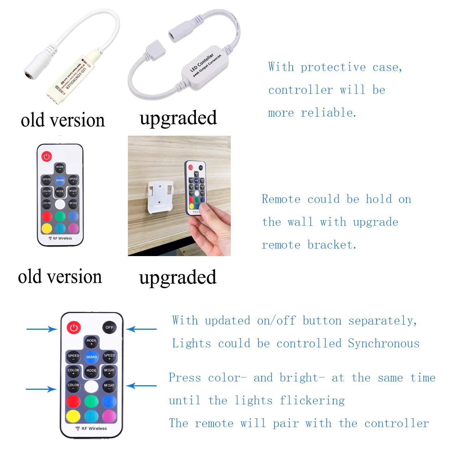 Mini Remote Controller for RGB Color LED Strip Lights, RF Dimmer for 12V DC LED Ribbon, LED Neon Sign, Wireless Remote Control for Dimmable 3528 5050 Under Cabinet Puck Lights(RGB)