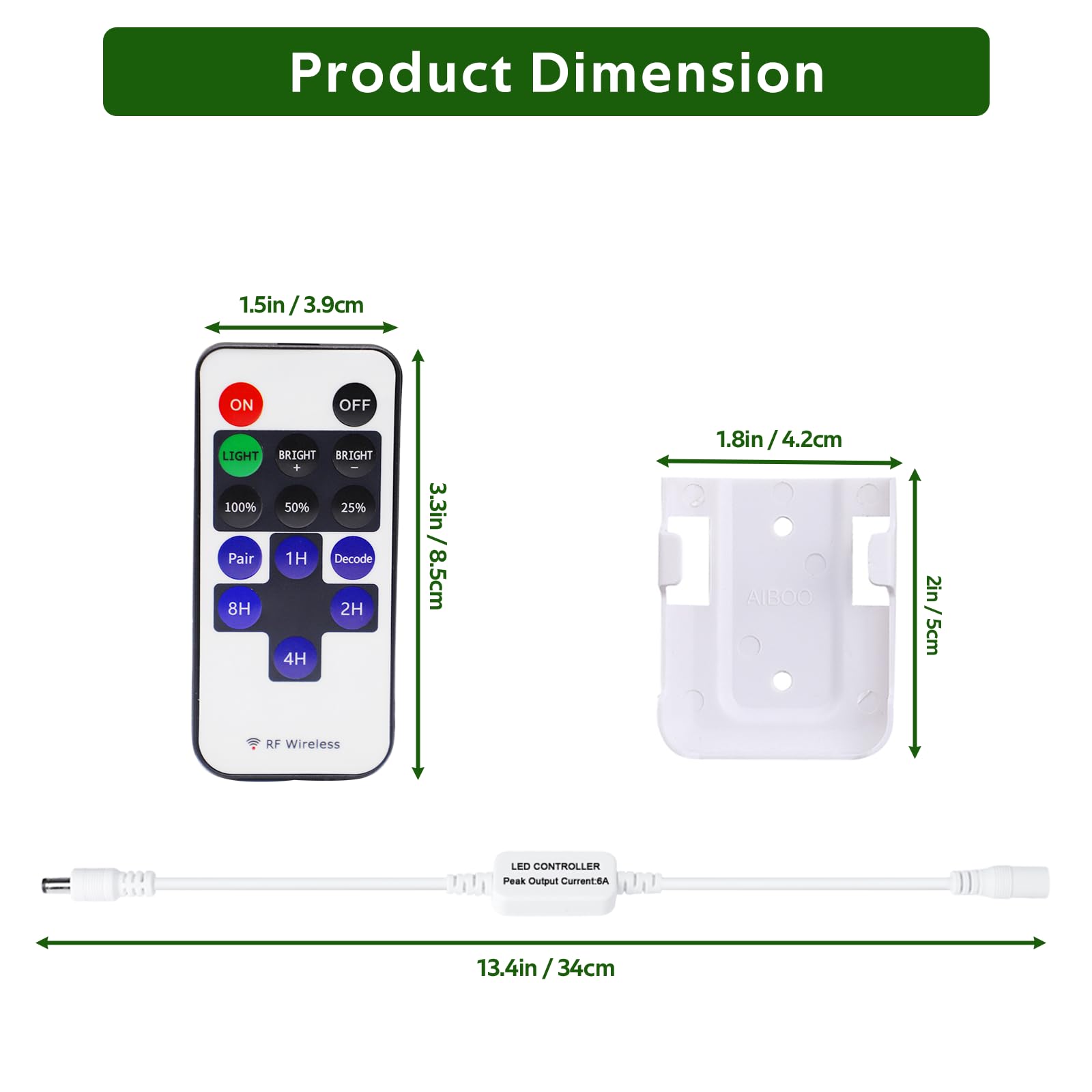 Updated Mini Remote Control for Single Color LED Strip Lights, RF Dimmer for 12V DC LED Ribbon, LED Neon Sign, Wireless Remote Control for Dimmable 3528 5050 Under Cabinet Puck Lights(Single Color)