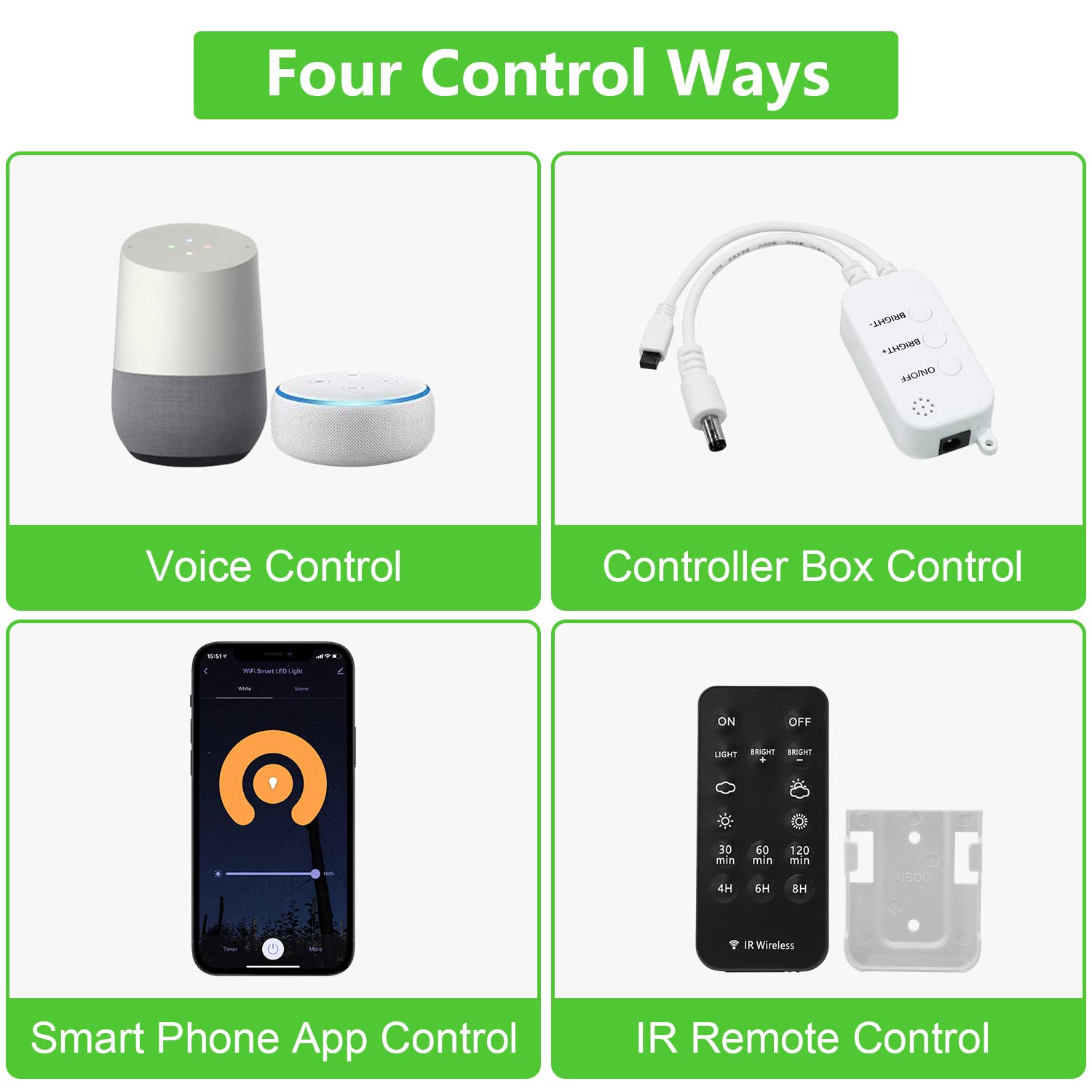 Smart WiFi Controller for Single Color Puck Lights, AIBOO Remote Control for LED Strip Lights, LED Neon Sign Compatible with Alexa & Google Assistant & IFTTT, Working with iOS or Android Smart Phone